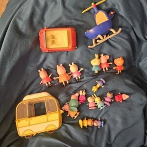 Peppa Pig And Friends Colorful Adventure Playset with Helicopter and Bus